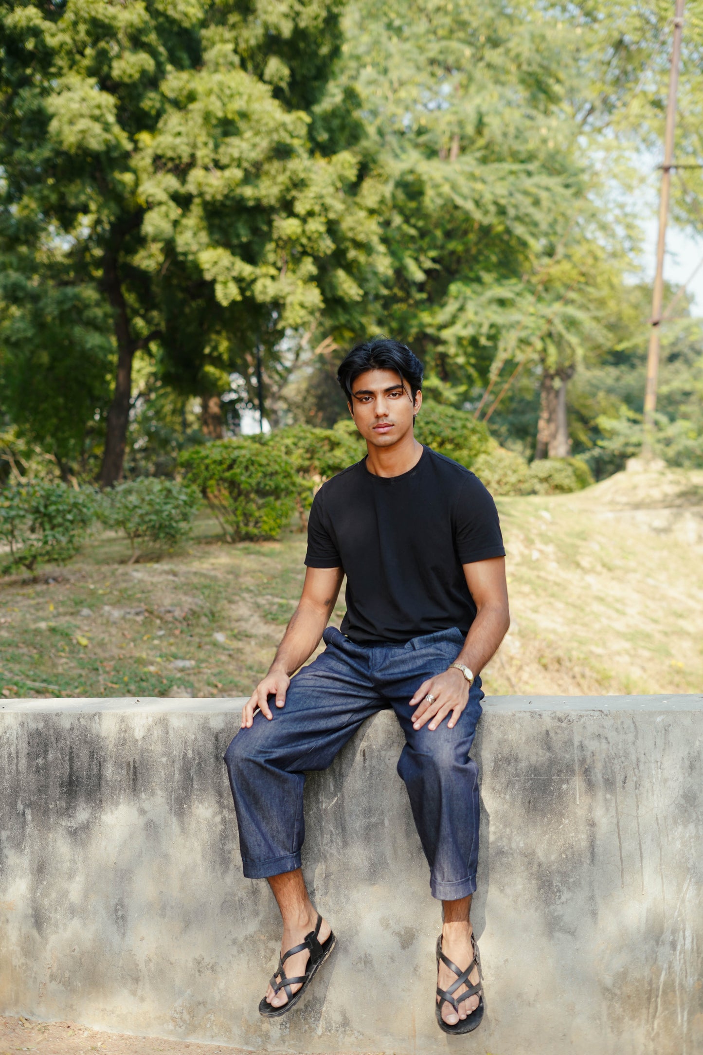 Pleated Denim Work Jeans