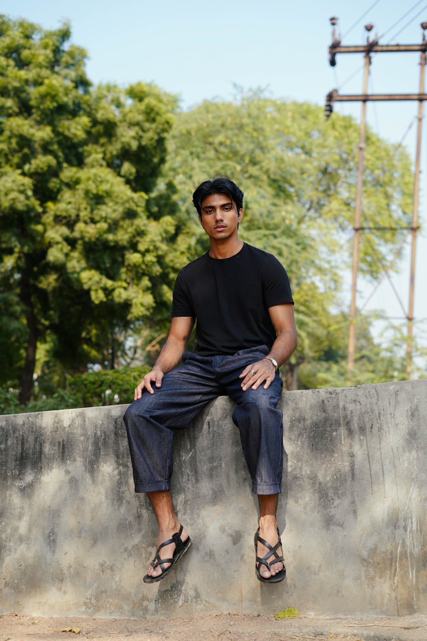 Pleated Denim Work Jeans