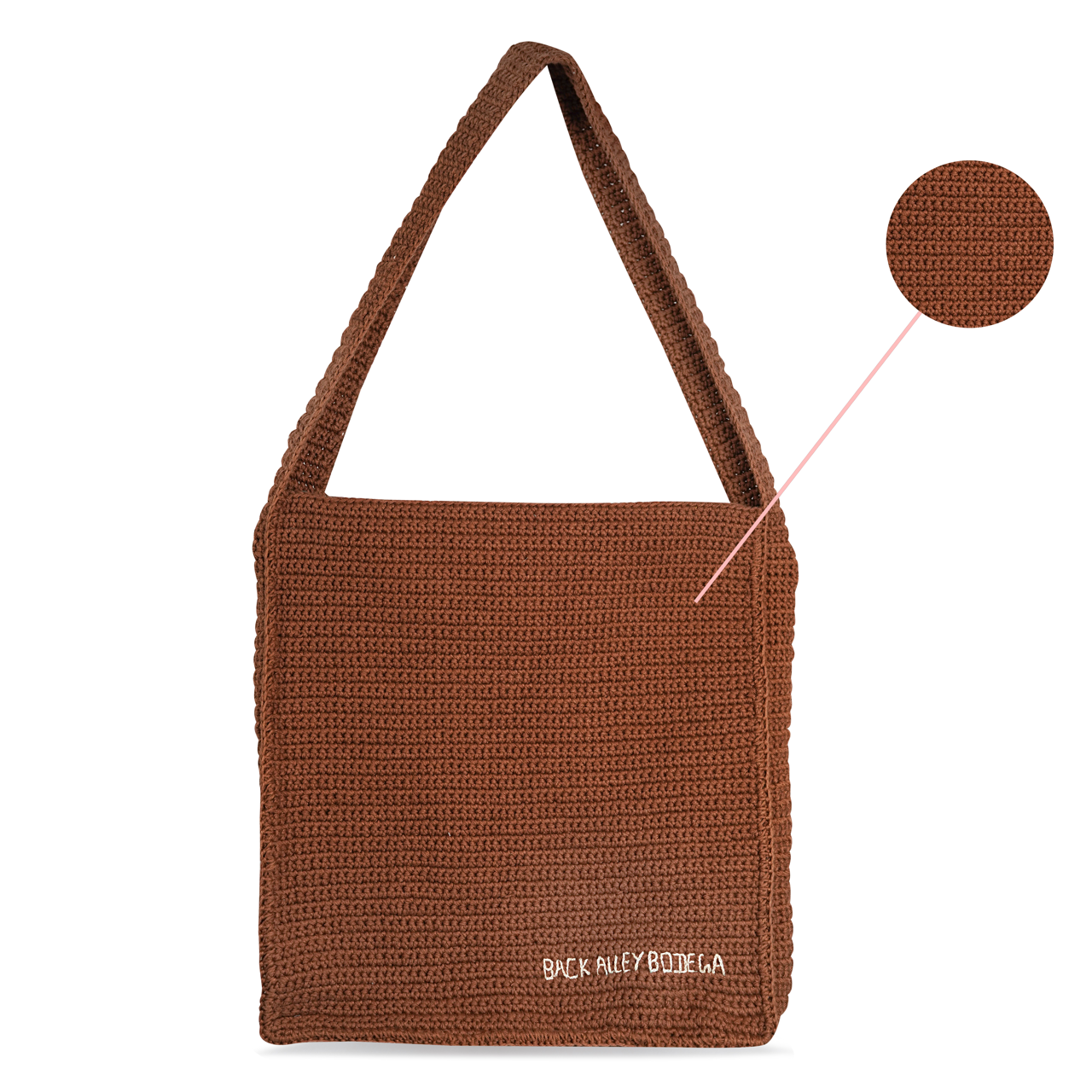 Hand Crocheted Book Bag - Mocha Brown