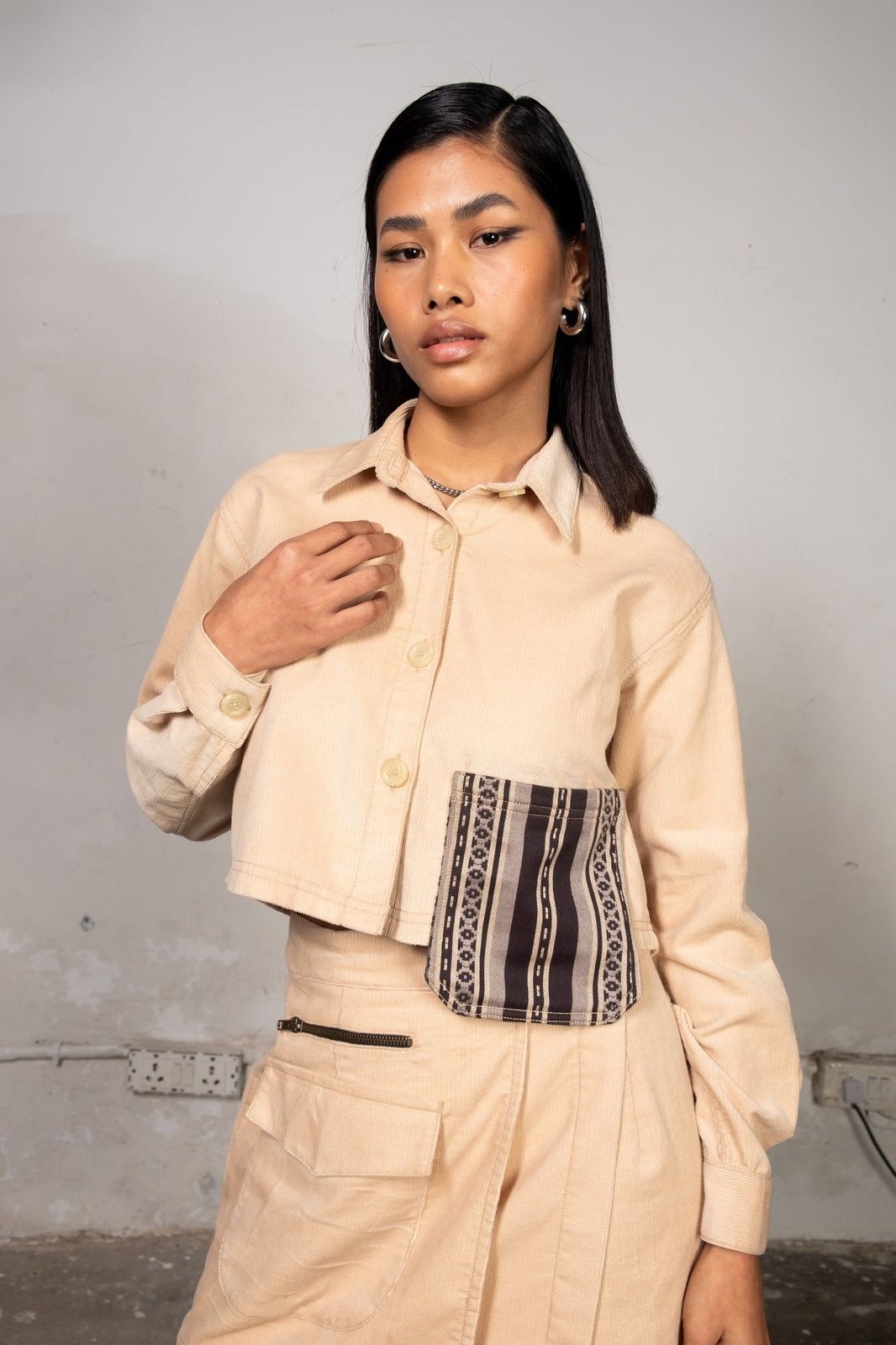 Desert Sand Corduroy Cropped Shirt