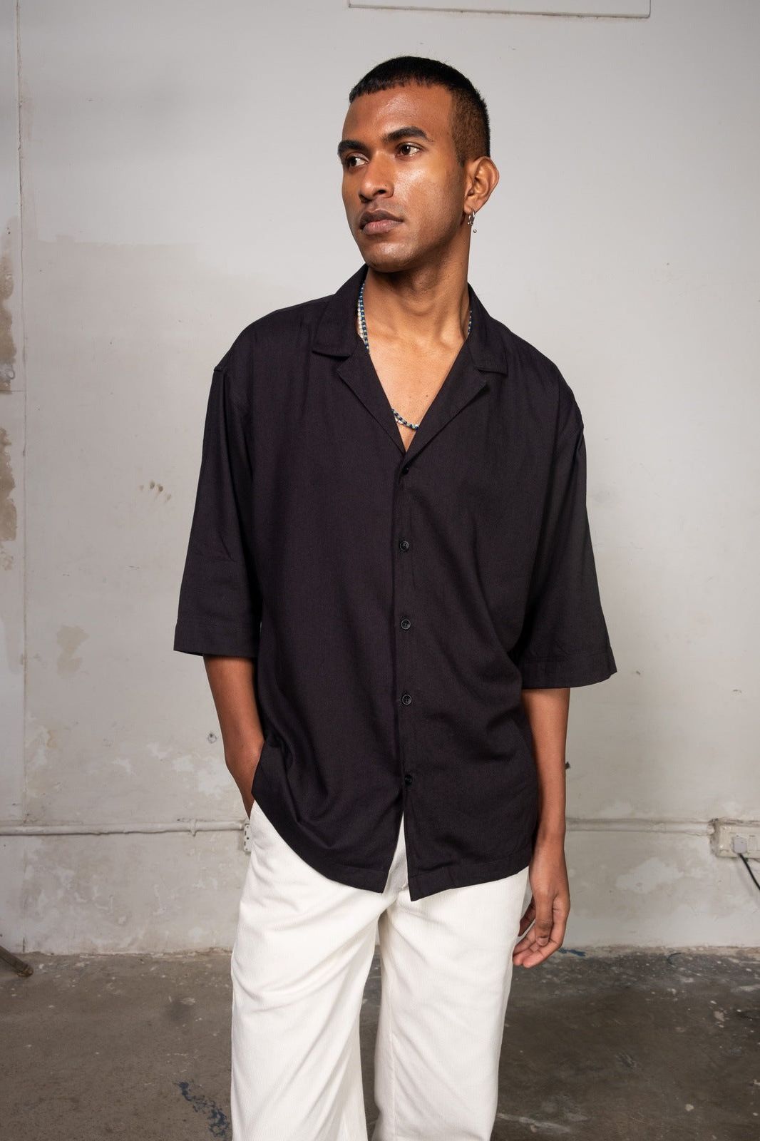 Relaxed Camp Collar Half Sleeve Shirt