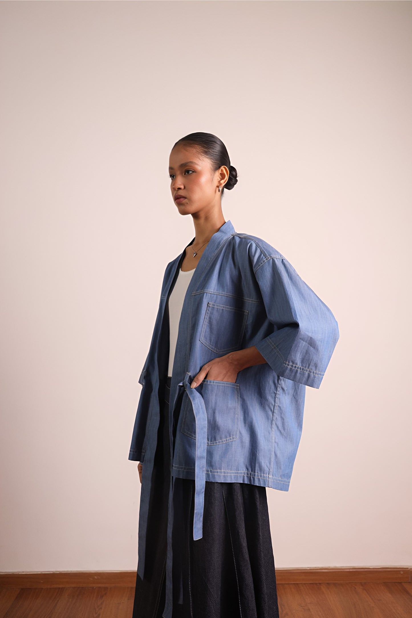 Wraparound Denim Utility Kimono