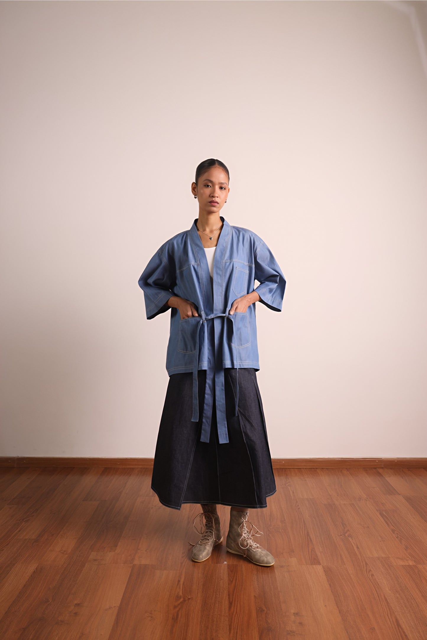Wraparound Denim Utility Kimono