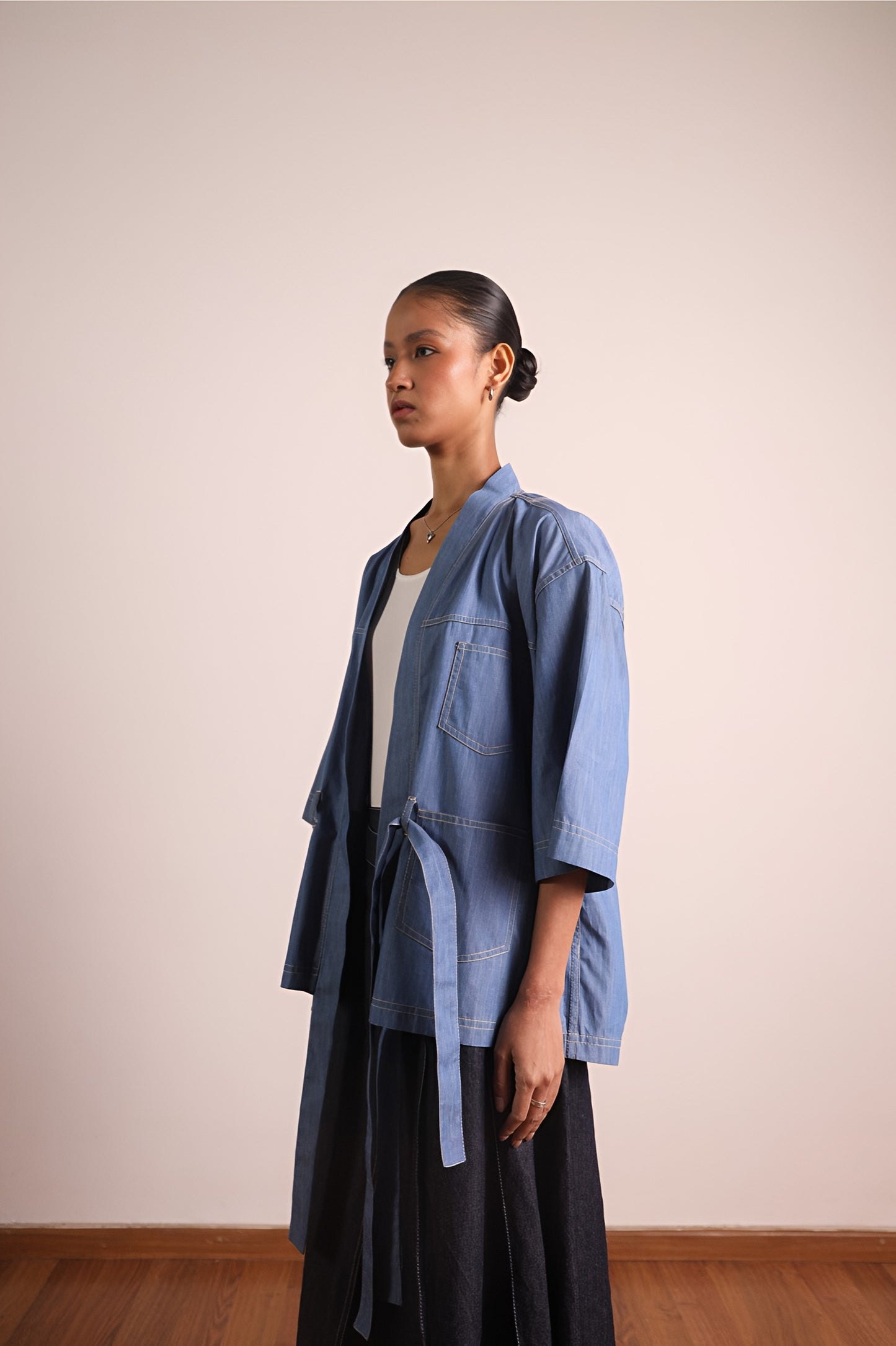 Wraparound Denim Utility Kimono