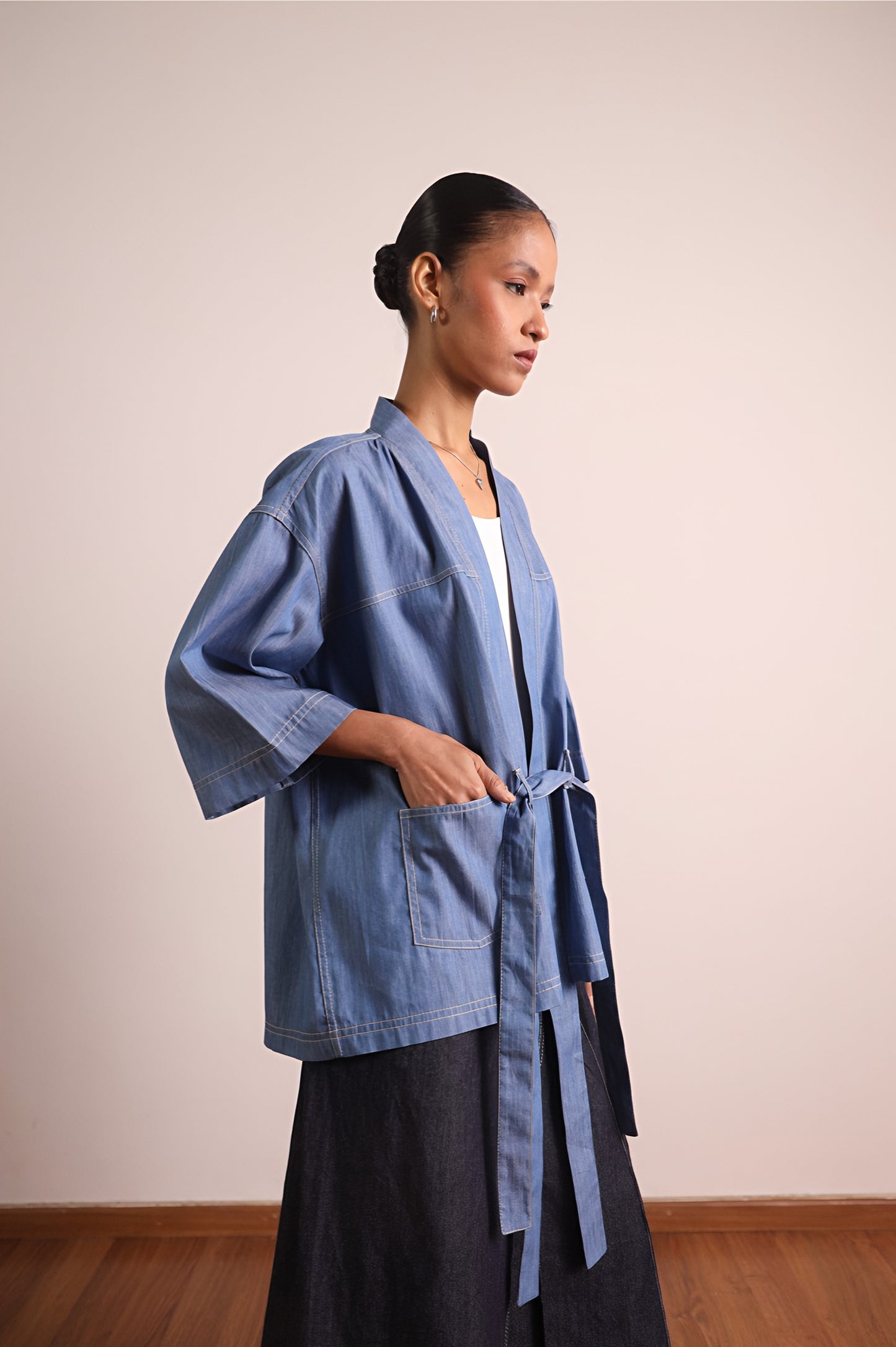 Wraparound Denim Utility Kimono