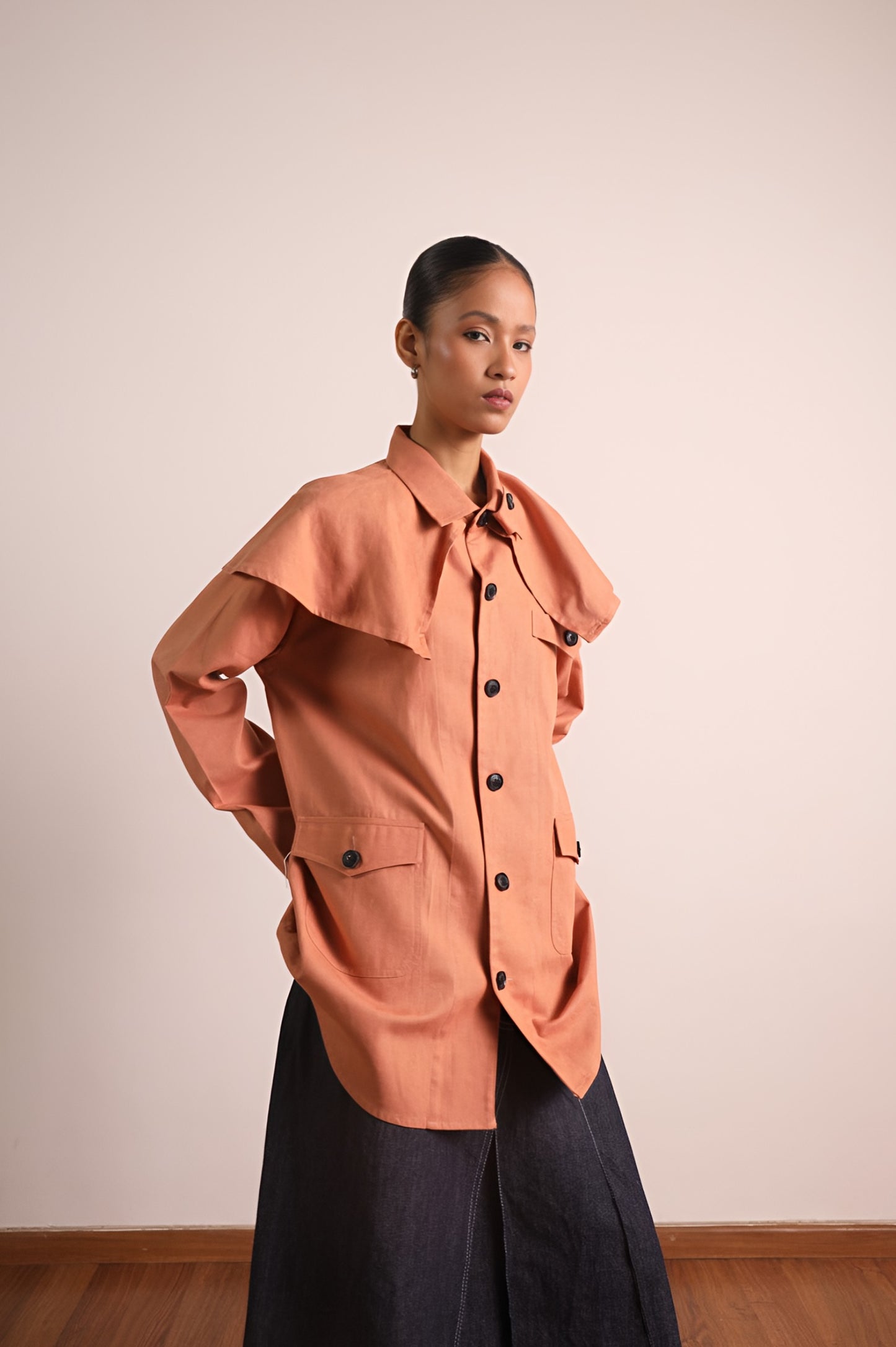 Caped Chore Shirt - Peach