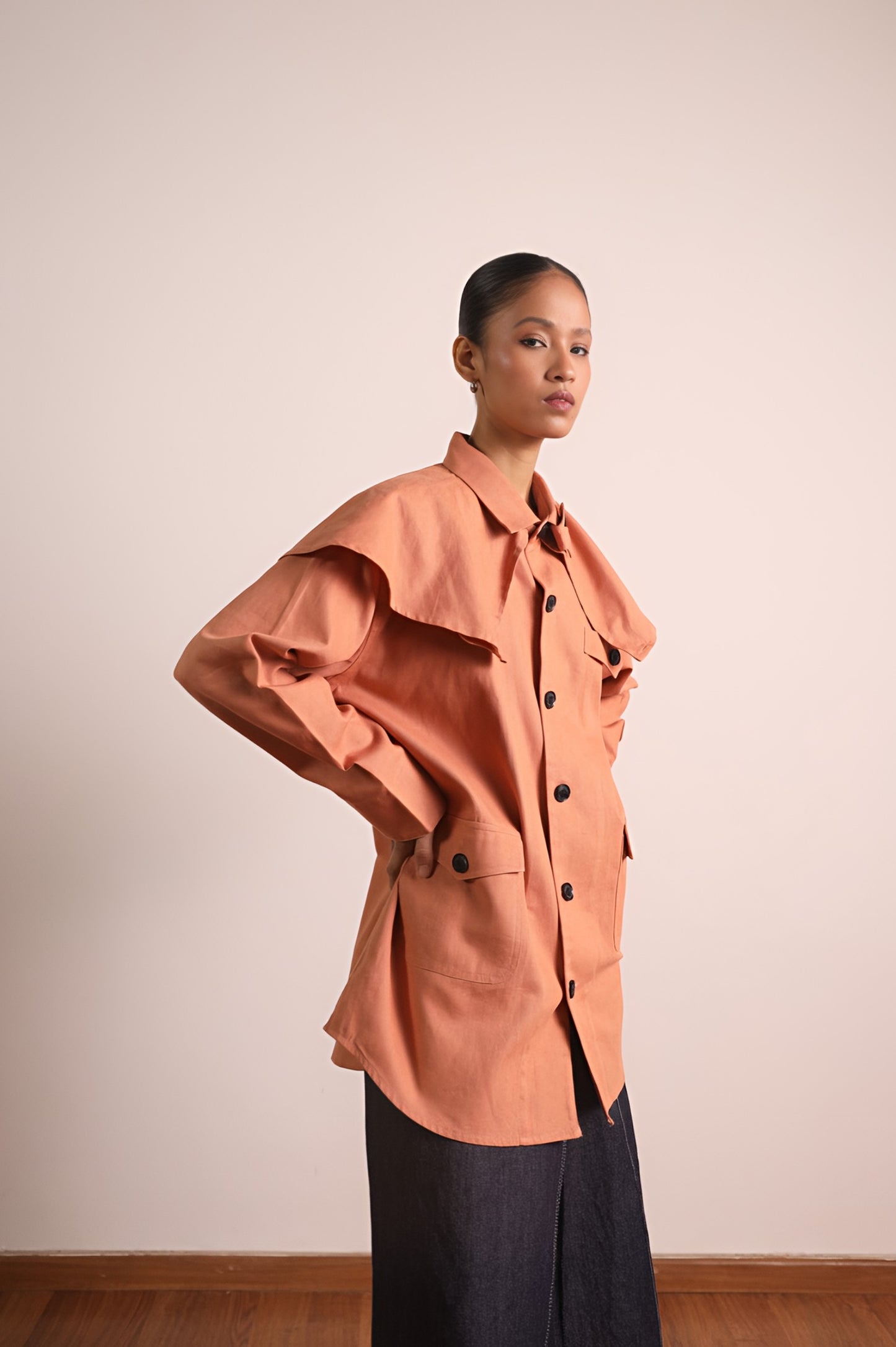 Caped Chore Shirt - Peach