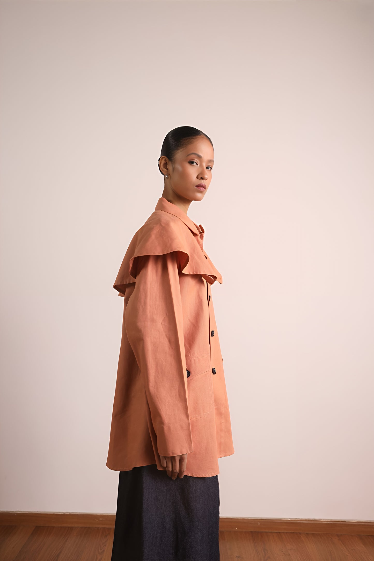 Caped Chore Shirt - Peach