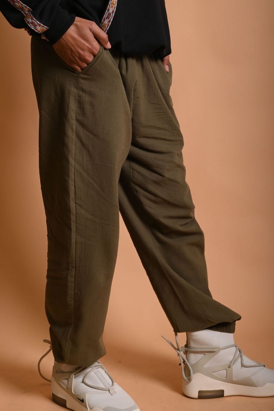 Olive Cotton Jogger Pants