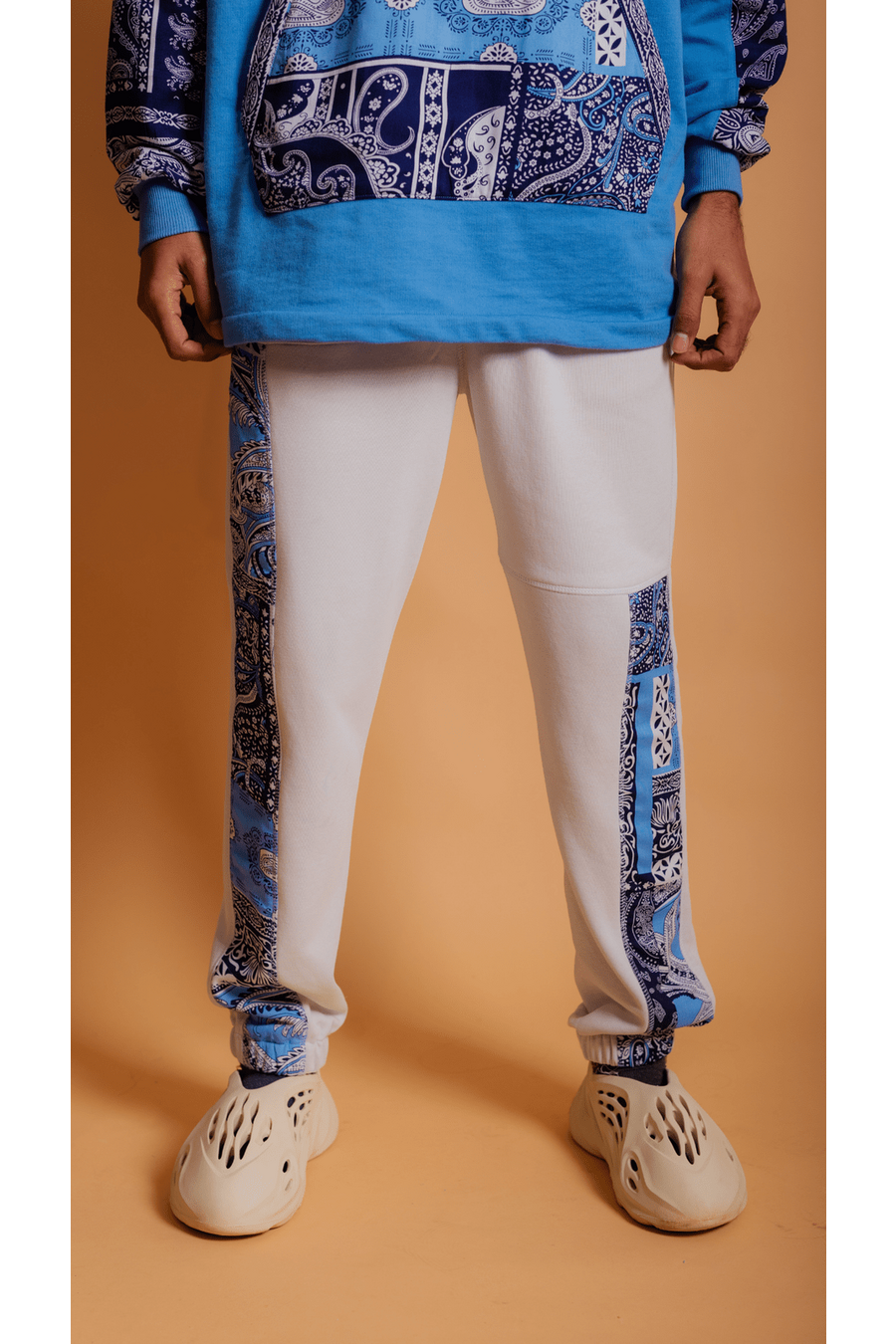 Paisley Print Joggers - Blue