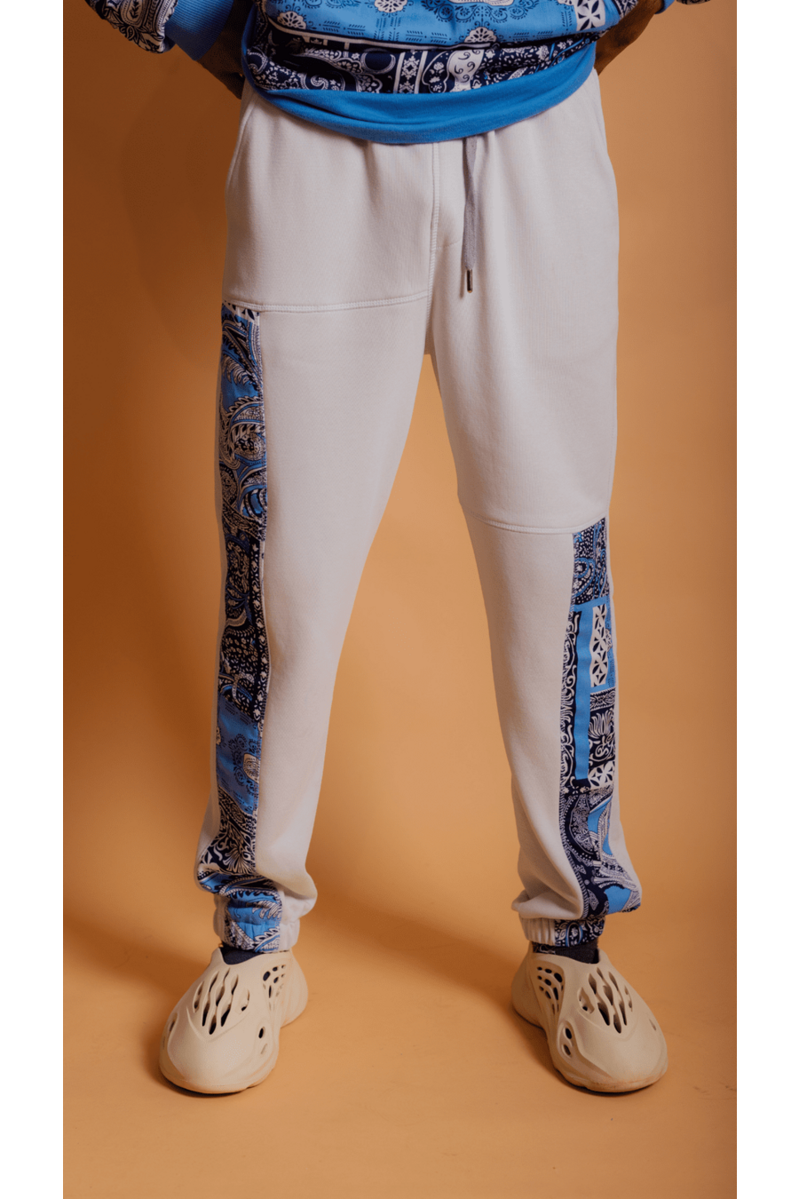 Paisley Print Joggers - Blue